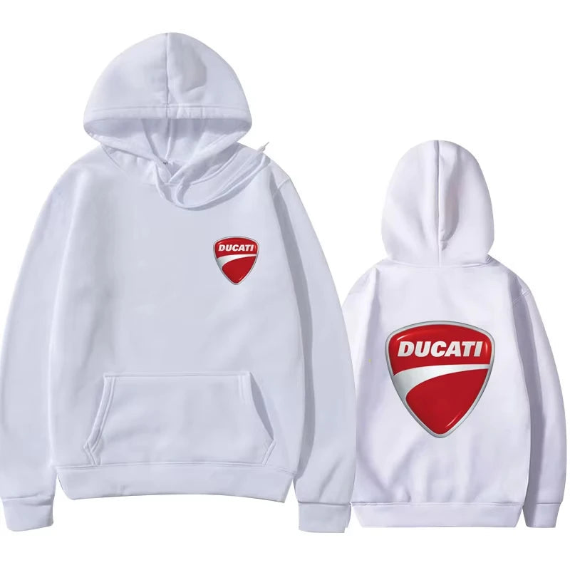 Fashion Ducati Shield Logo Hoodie Men Women Casual Streetwear Hooded Sweatshirt with Front and Back Print