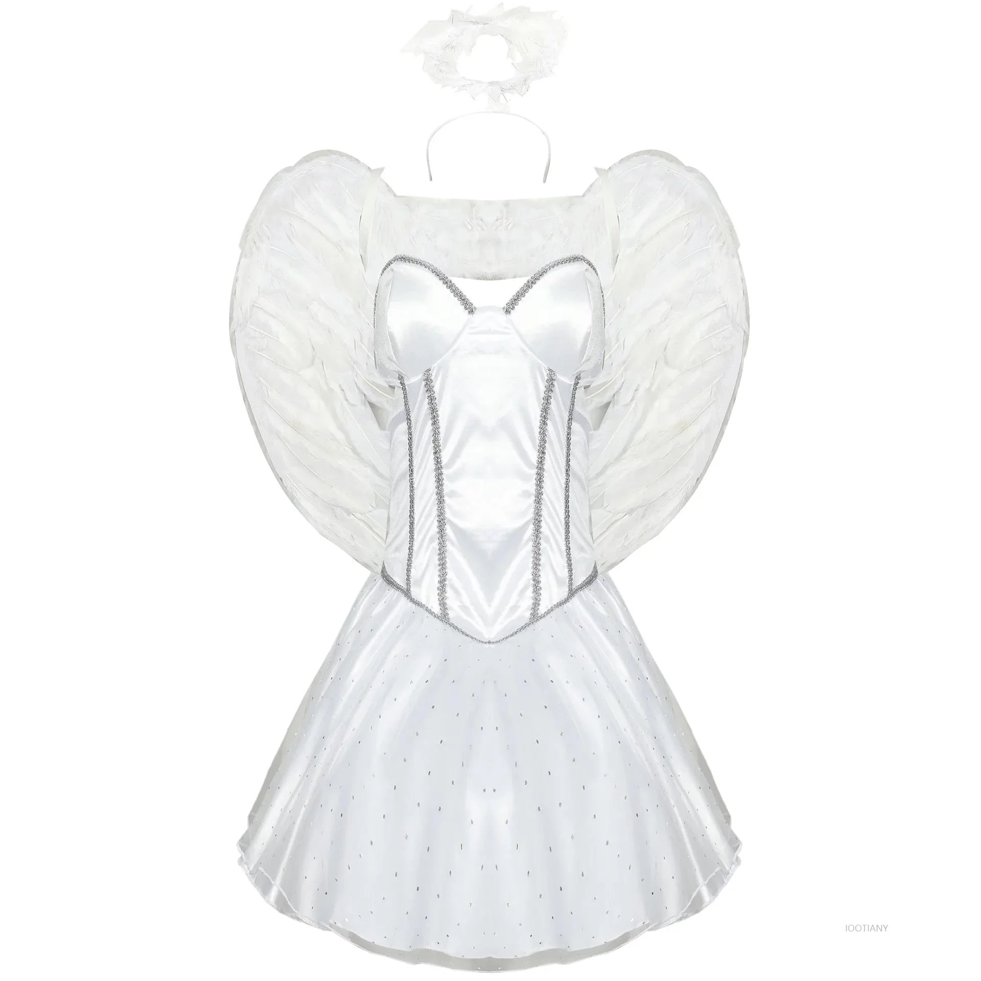Halloween Day of the Dead Carnival Halo Wings Fallen Angel Costume Party Ballet Tutu Demon Queen Witch Cosplay Dress