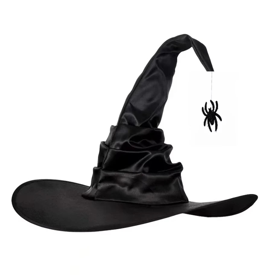 Halloween Folds Witch Wizard Black Hat Party Cosplay Costume Headgear Devil Cap Props Women Costume Accessory for Cosplay Party