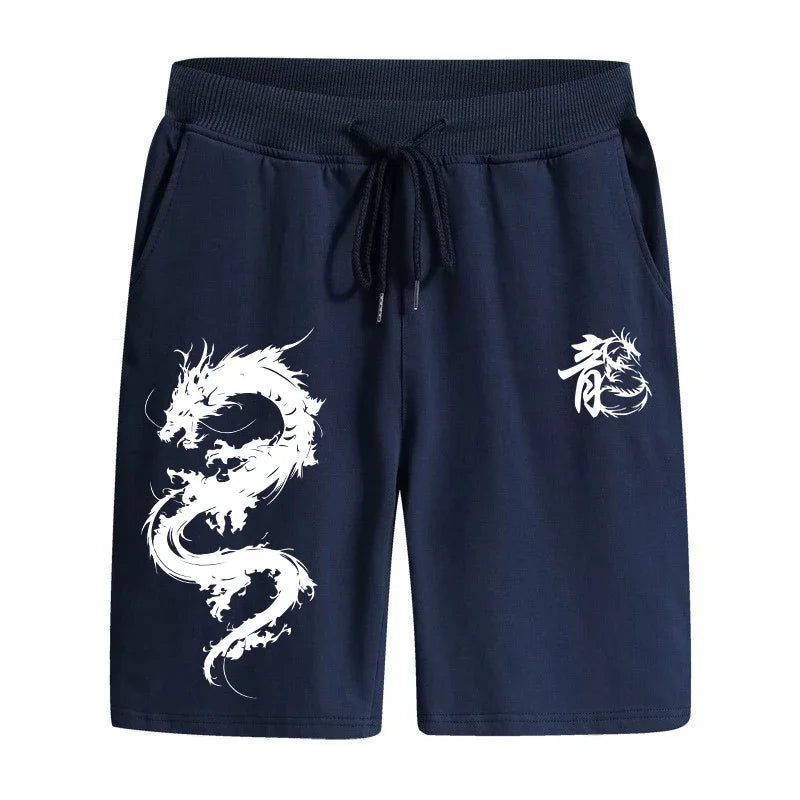 2025 Chinese Dragon Printed Walking Shorts Summer Men's Casual Sports Knee Length Pants Male Gym Fitness Soft Cool Jogger Shorts