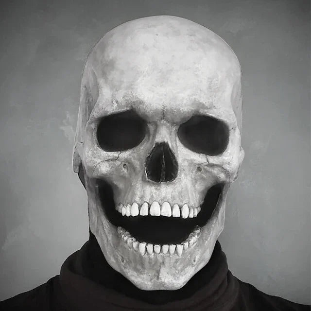 Halloween Horror Mask 3D Reality Full Head Skull Movable Jaw Helmet Latex Scary Skeleton Mask Carnival Cosplay Decoration Props