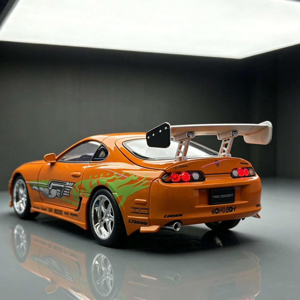 1:24 Fast & Furious Supra Alloy Diecast Sports Car Model, Pull Back Toy with Light & Sound Collectible Gift for Car Fans