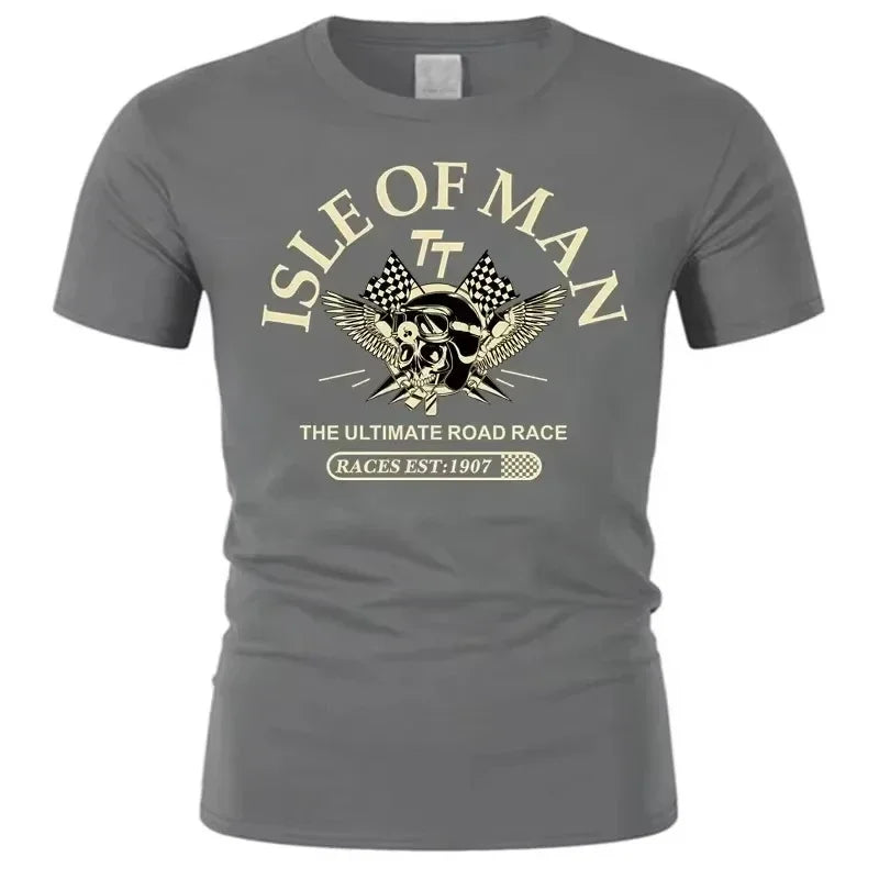 Men's Tshirt Isle of Man TT Races Skull Helmet T-Shirt 2025 Fashion Tees EST1907