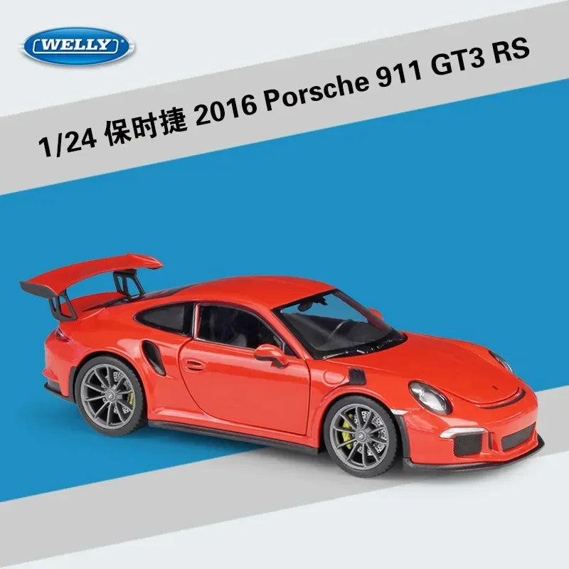WELLY 1:24 Porsche 911 (997) GT3 RS Simulator Diecast Alloy Car Model Collectible Toy Gift