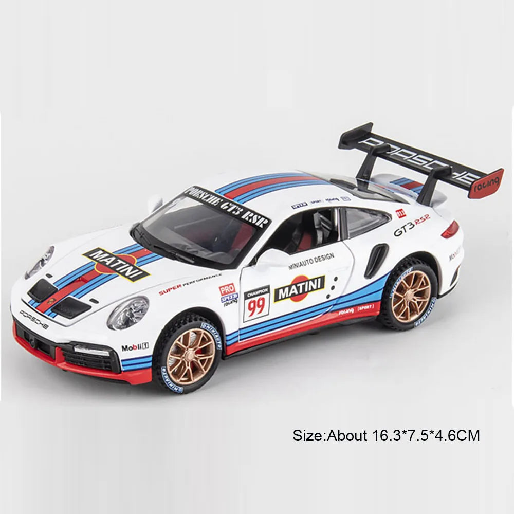 1:32 911 GT3 RSR Targa 4S Sports Car Toy Model Metal Diecast Music Light Pull Back Racing Vehicles Toys Boys Ornaments Models
