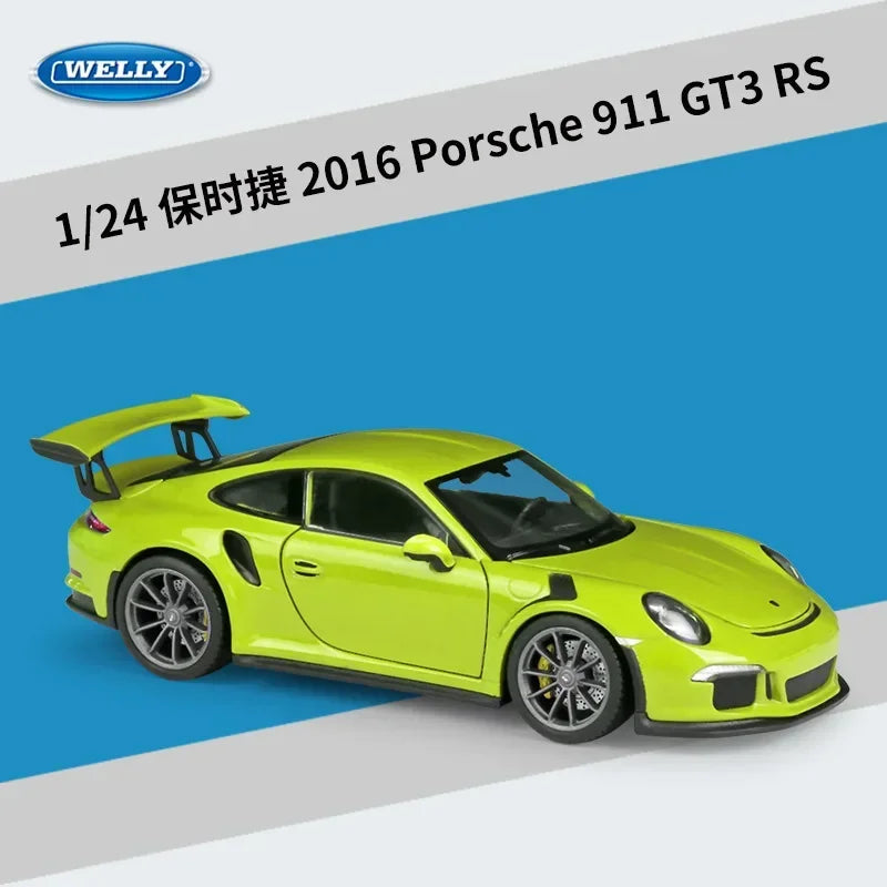 WELLY 1:24 Porsche 911 (997) GT3 RS Simulator Diecast Alloy Car Model Collectible Toy Gift