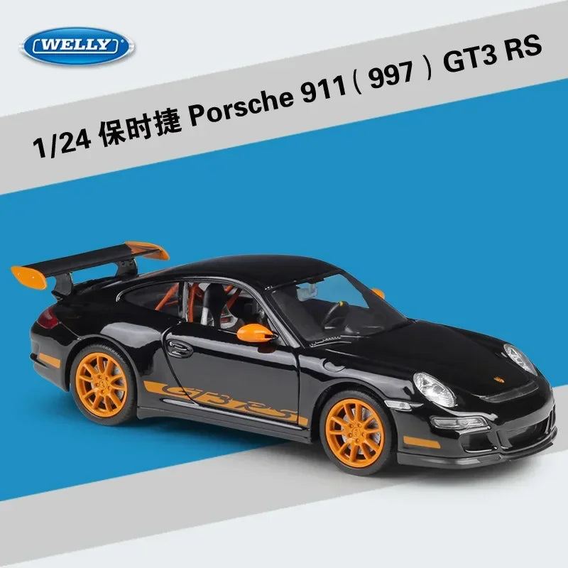 WELLY 1:24 Porsche 911 (997) GT3 RS Simulator Diecast Alloy Car Model Collectible Toy Gift