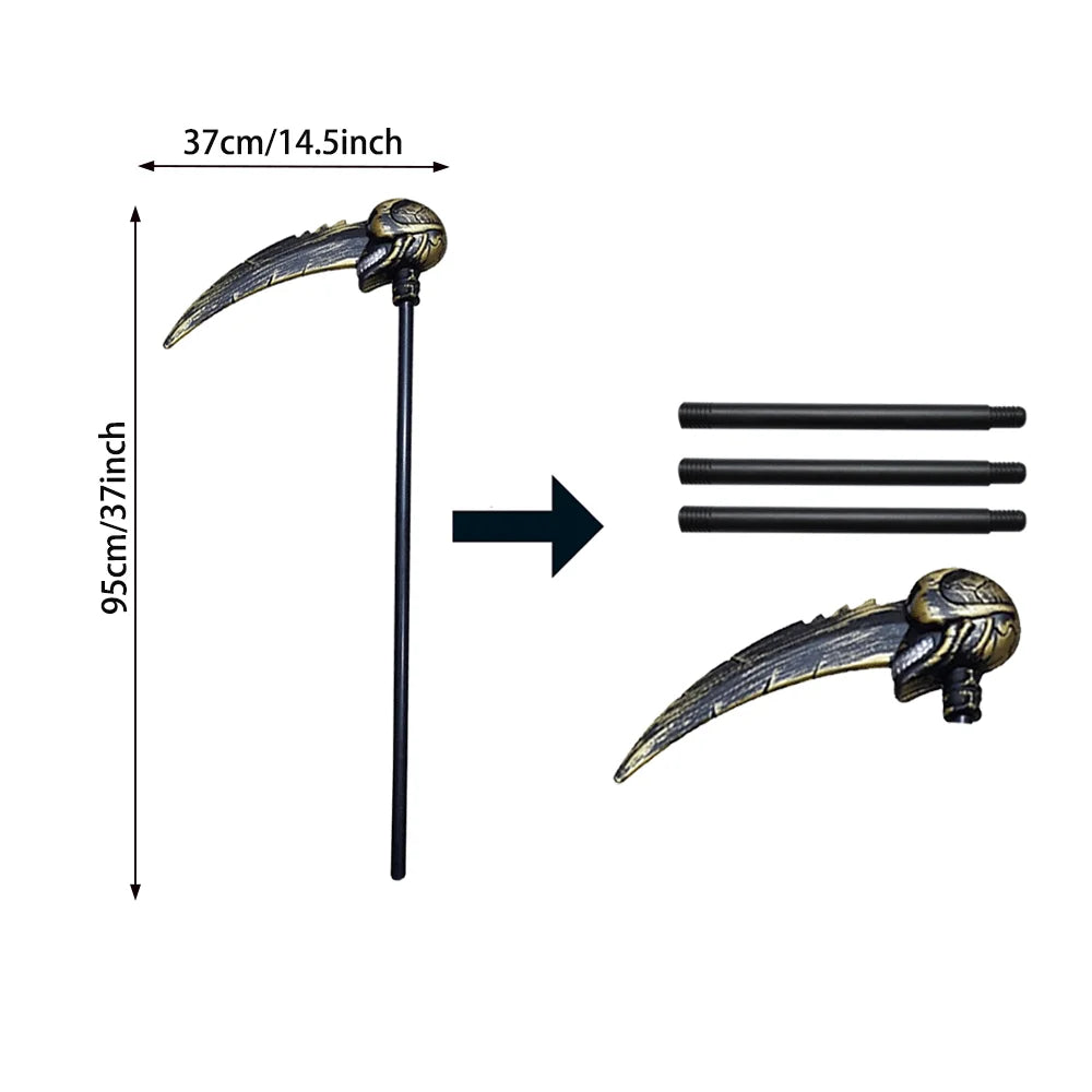 Scary Halloween Grim Reaper Costume Set Scythe Hooded Cape Skull Face Mask Gloves for Kids Adults Cosplay Halloween Party Props