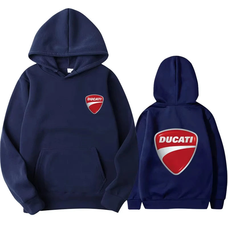 Fashion Ducati Shield Logo Hoodie Men Women Casual Streetwear Hooded Sweatshirt with Front and Back Print