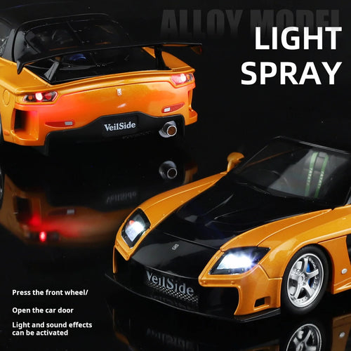 1:24 Boxed RX7 Fast & Furious 3 Han's Iconic Ride Exquisite Die-Cast Alloy Supercar Model Decorative Gift Ornament
