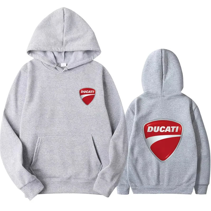Fashion Ducati Shield Logo Hoodie Men Women Casual Streetwear Hooded Sweatshirt with Front and Back Print