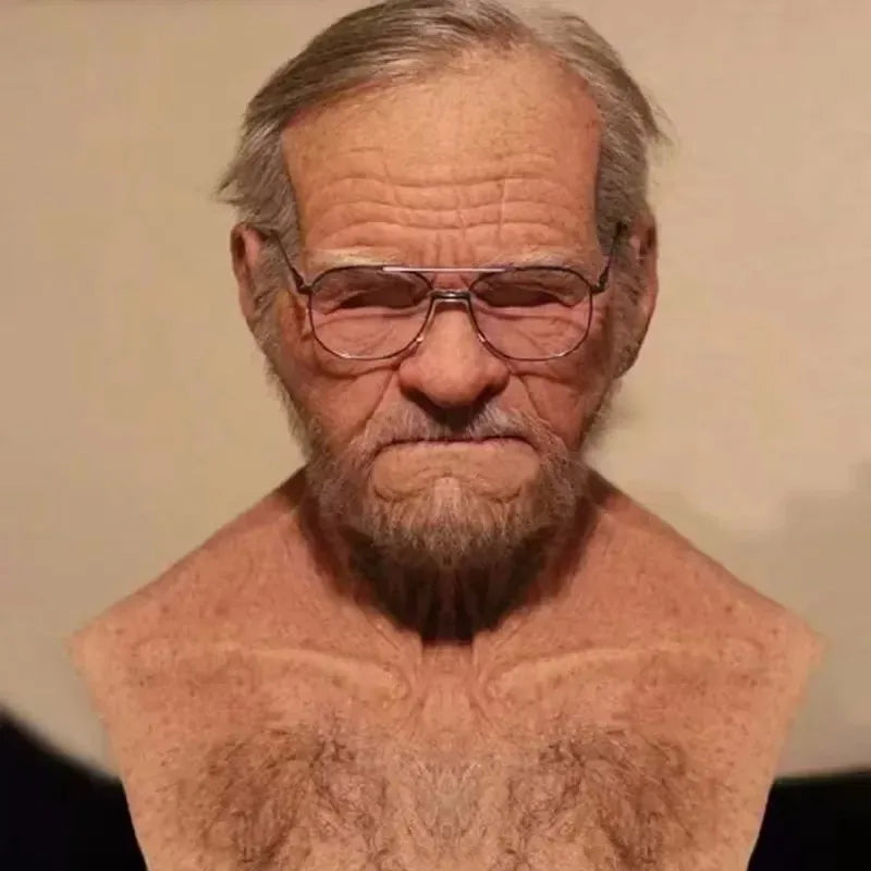Old Man Mask Halloween Party April Fool’s Day Party Supplies Thriller Cosplay Props Wrinkle Full For Head Mask Face Masks