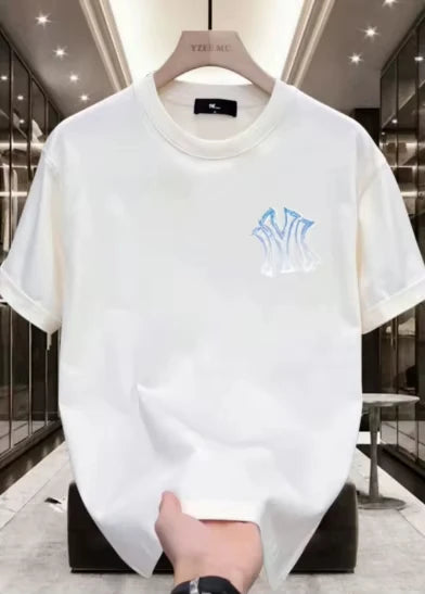 2026 Summer New Style Heavyweight 100% Cotton Short-Sleeved T-Shirt Men's Loose Trendy Cool High-End Shirt Men's Clothing