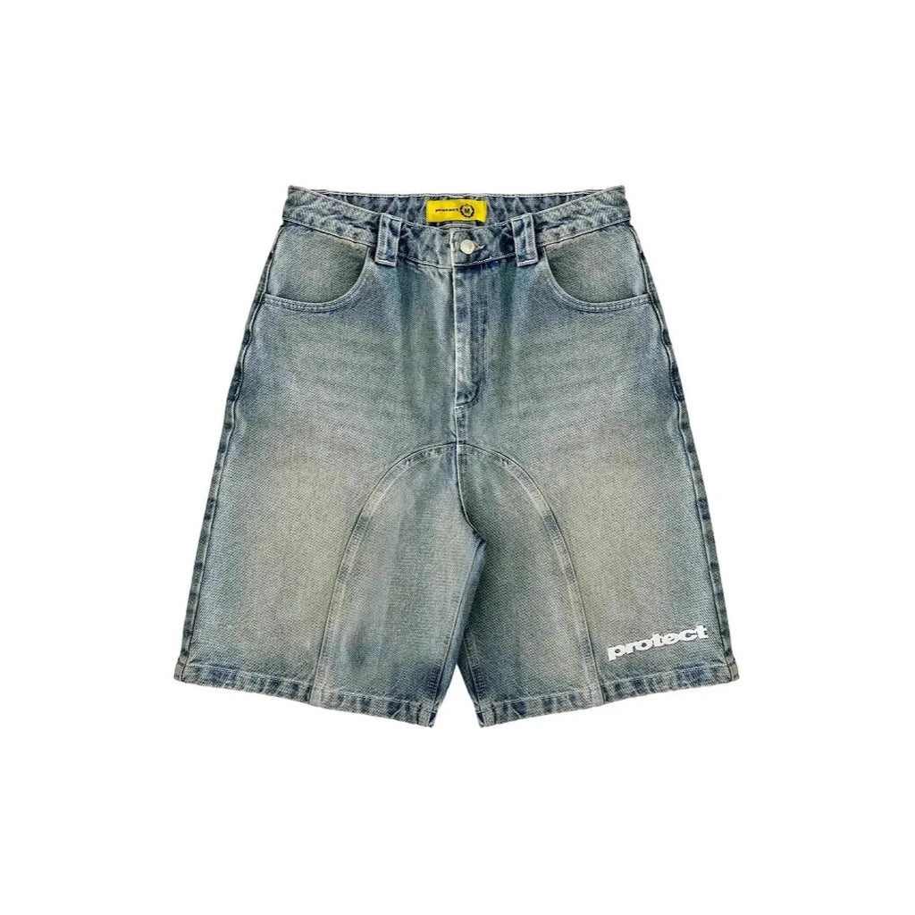 Vintage Y2k Men Women Harajuku Short Jeans Washed Embroidery American Retro Man Denim shorts Summer Loose Hip Hop Streetwear