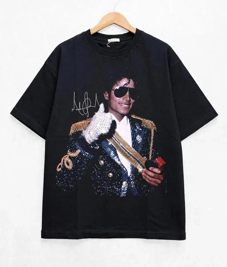 Retro Michael Jackson Shirt Popular Casual Oversized Streetwear 2026 Summer Men's Women's Cotton Clothing Y2k Style Sportswear