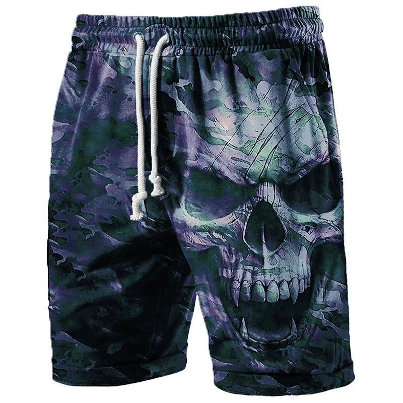 Trend Skull Graphic Beach Shorts For Men Fashion Summer Hip Hop 3D Printed Short Pants Cool Streetwear Breathable Swim Trunks
