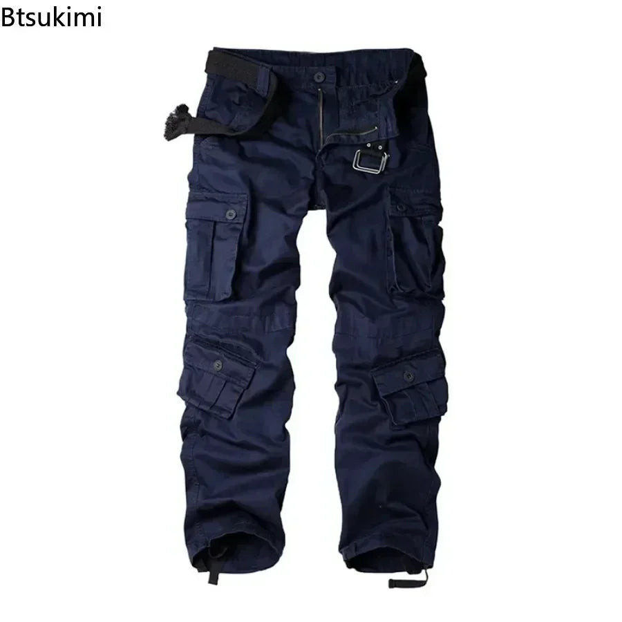 2026 Men's Cotton Cargo Pants Fashion Eight Pockets Sport Trousers Pants Male Oversize Loose Straight Streetwear Pants for Men