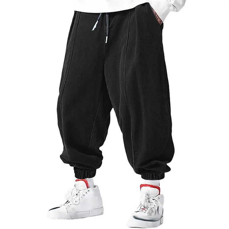 Fall Men's Casual Loose Drawstring Pants - Fashion High-End Hip-Hop Style Premium Corduroy - Trendy Cuffed Pants