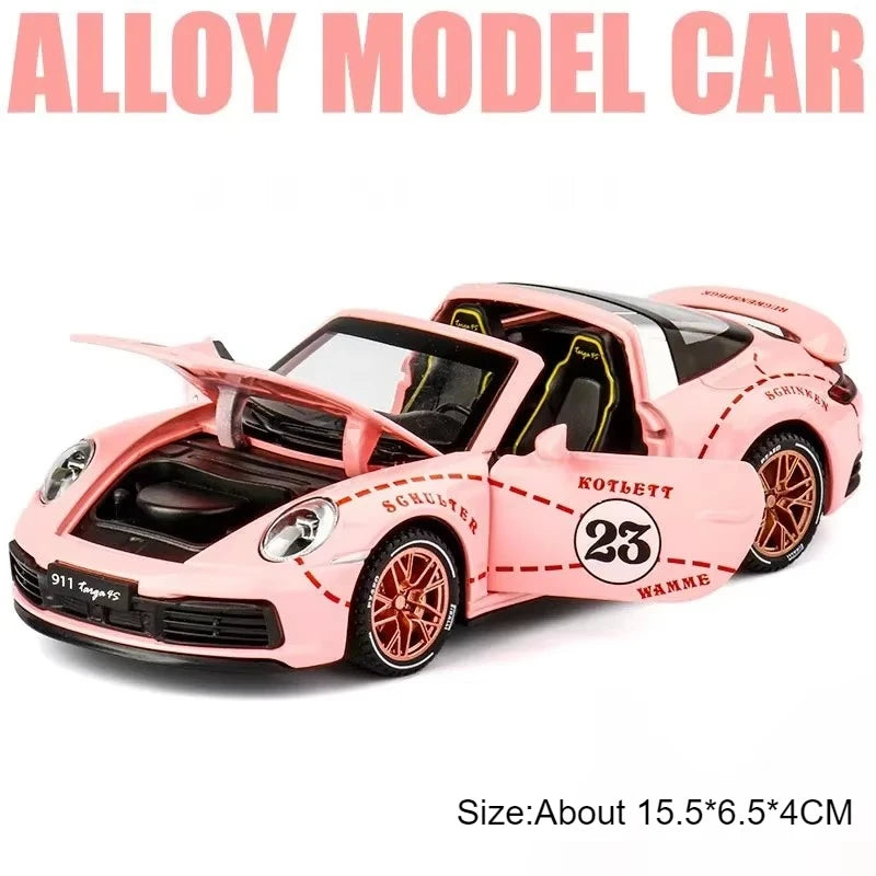 1:32 911 GT3 RSR Targa 4S Sports Car Toy Model Metal Diecast Music Light Pull Back Racing Vehicles Toys Boys Ornaments Models