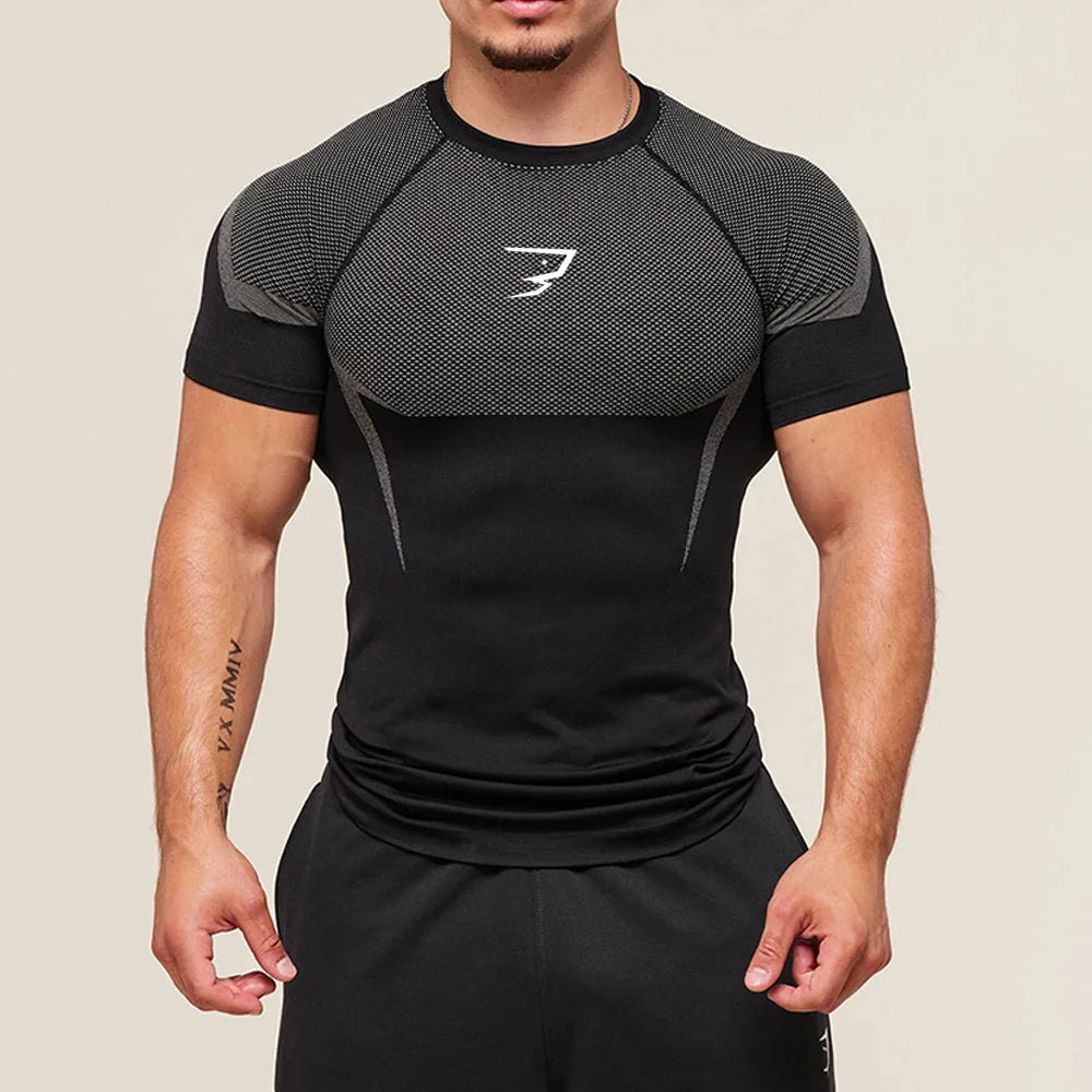 Men Running Compression T-shirt Short Sleeve Sport Tees Gym Fitness Sportshirts Male Jogging Tracksuit Homme Athletic Shirt Tops