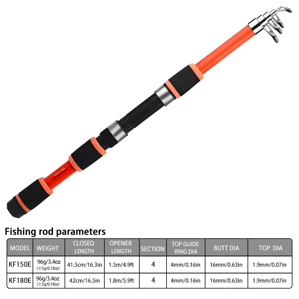 Fishing Rod And Reel Bait Full Kit 1.8M Telescopic Spinning Fishing Rod With Reel And Fishing Bait Sea Rod Set Travel Tackle
