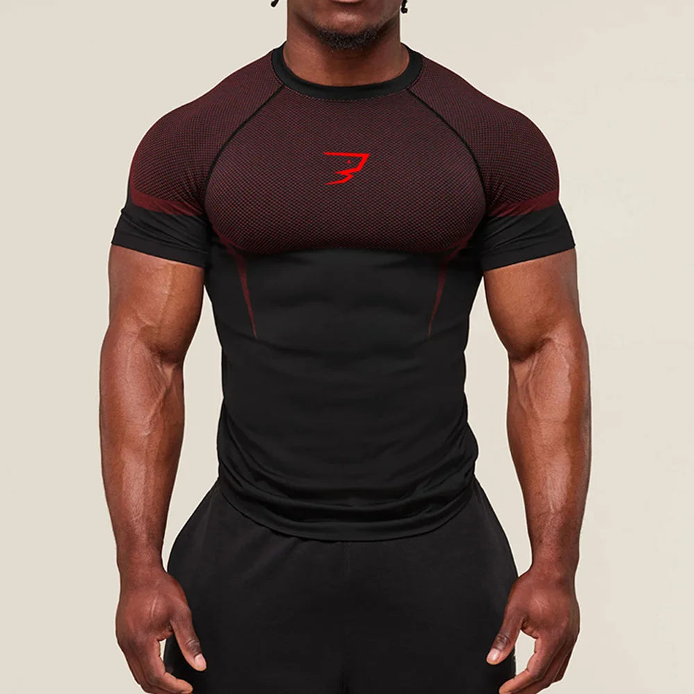Men Running Compression T-shirt Short Sleeve Sport Tees Gym Fitness Sportshirts Male Jogging Tracksuit Homme Athletic Shirt Tops