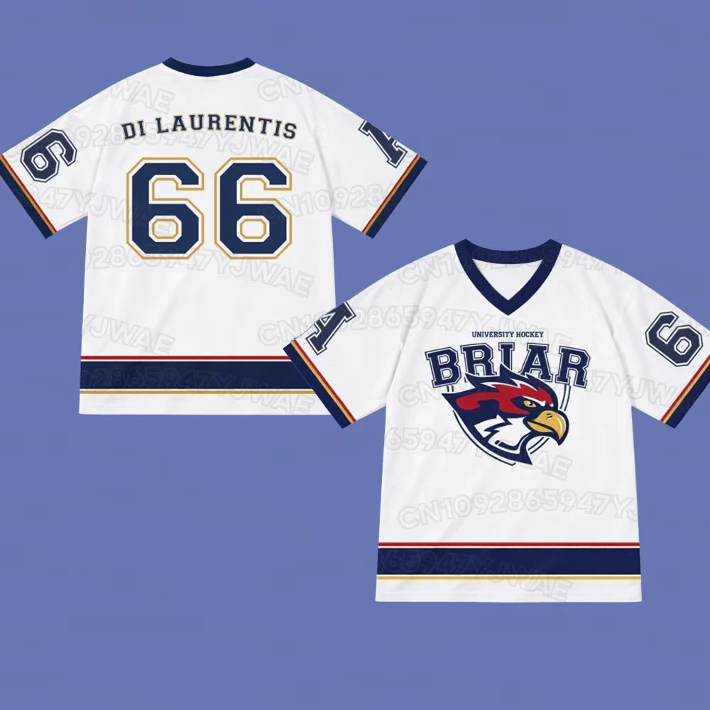 Off Campus Briar University Jersey Graham 44 22 DI LAURENTIS 66 Tucker46 T-shirt V-neck Short Sleeve Men Women Tees 3D Print Top
