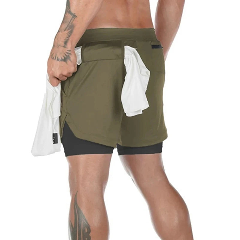 Camo Shorts Men 2 in 1 Double-deck Quick Dry Beach Bottoms Fitness Breathable Gym Training Jogging Short Pants Summer Shorts Men