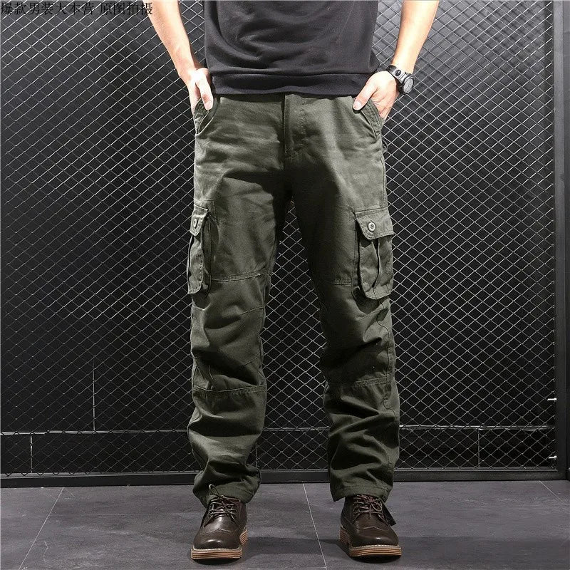 2026 Men's Cotton Cargo Pants Fashion Eight Pockets Sport Trousers Pants Male Oversize Loose Straight Streetwear Pants for Men