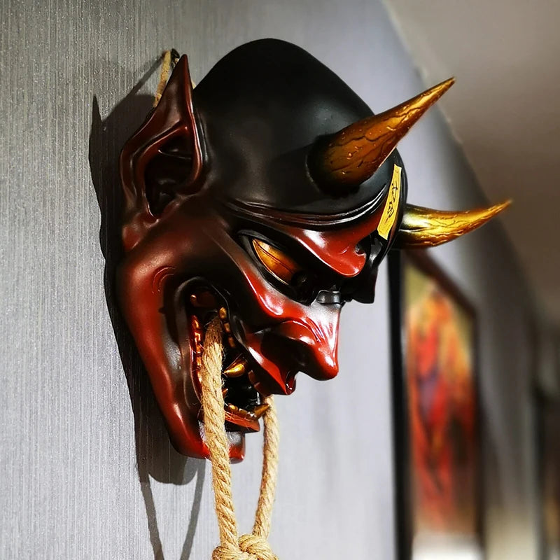 New Samurai Uncle Oni Latex Mask Mascaras Halloween Cosplay Props Horror Theme Decoration Toys for Adult Masque Косплей 2023