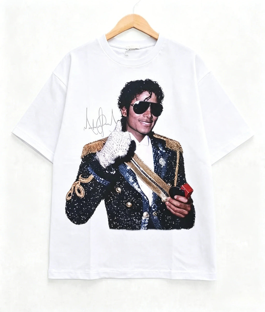 Retro Michael Jackson Shirt Popular Casual Oversized Streetwear 2026 Summer Men's Women's Cotton Clothing Y2k Style Sportswear