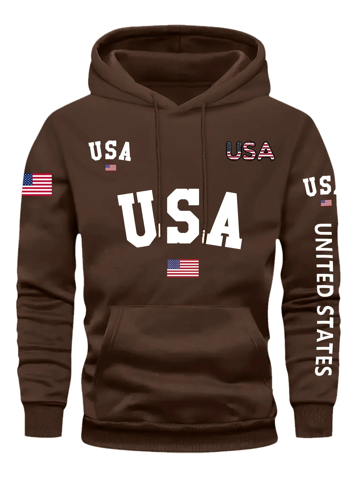 USA Flag Design Print Men's Fashion Casual Hoodie Comfy Long Sleeve Pullover Hoodie Ideal For Daily And Outdoor Wear