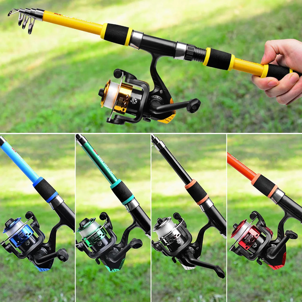 Fishing Rod And Reel Bait Full Kit 1.8M Telescopic Spinning Fishing Rod With Reel And Fishing Bait Sea Rod Set Travel Tackle