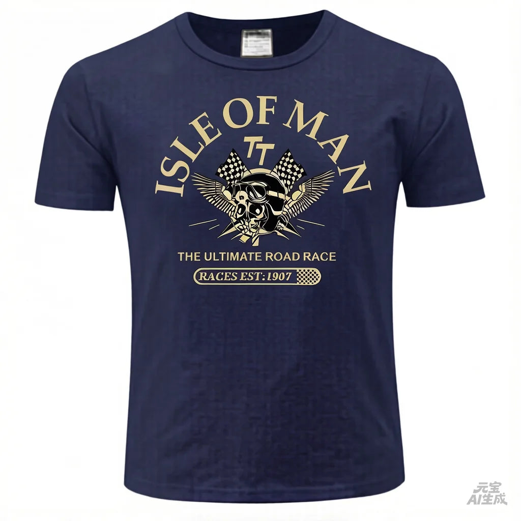 Men's Tshirt Isle of Man TT Races Skull Helmet T-Shirt 2025 Fashion Tees EST1907