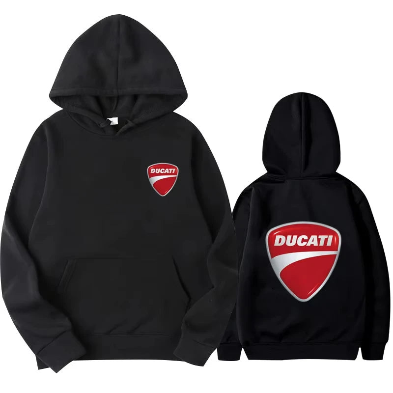 Fashion Ducati Shield Logo Hoodie Men Women Casual Streetwear Hooded Sweatshirt with Front and Back Print
